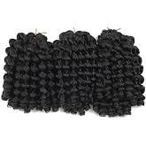 Crochet Braids Hair 8 Inch Jamaican Bounce Wand Curl Crochet Hair Curly Bounce Crochet Braids Hair Extension Twist Crochet Hair (3 PCS, 1B)