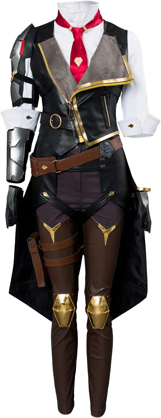 Women Ashe Costume Game Cosplay Western Cowboy Bandit Leader Leather Outfit Fancy Dress Full Set