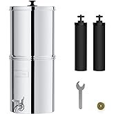 Waterdrop Gravity-fed Water Filter System, Reduces Lead and up to 99% of Chlorine, NSF/ANSI 42&372 Standard, with 2 Black Carbon Filters and Metal Spigot, King Tank Series, WD-TK-A