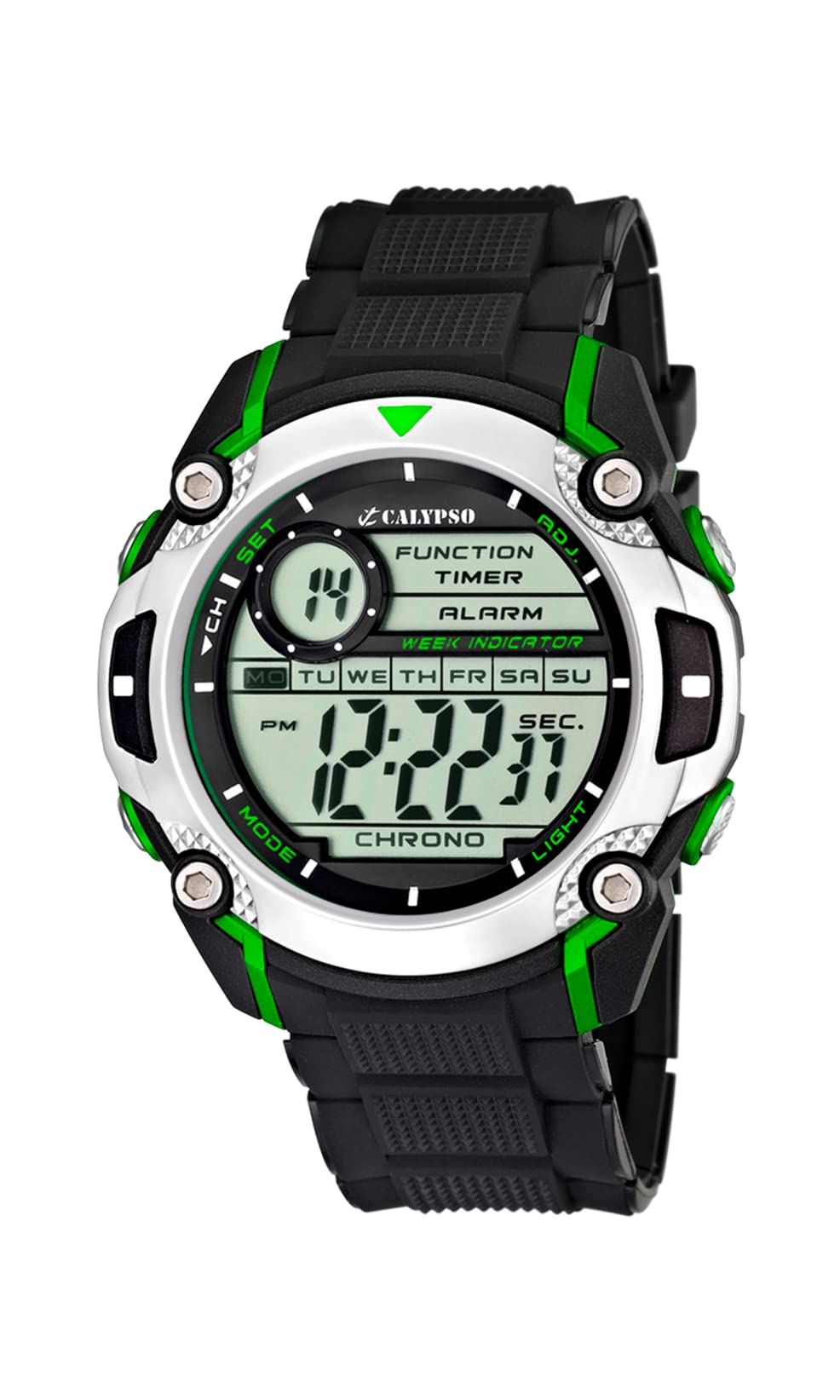 Calypso Men's Digital Watch with LCD Dial Digital Display and Black Plastic Strap K5577/3