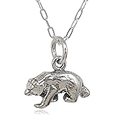 EnCharmed Sterling Silver Tiny Grizzly Bear 3D Charm Necklace, 18"