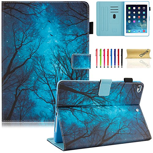 Dteck iPad 9.7 Inch 2018 2017/iPad Air 2/iPad Air Case - Multi-Angle Folio Stand Cover with Auto Sleep/Wake Function Wallet Protective Case for Apple iPad 9.7 2017/2018, iPad Air 1 2,Mysterious Forest
