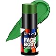DE'LANCI Green Face Paint Stick, Full-coverage Sports Face Body Paint Foundation Makeup, Professional Halloween Witch Alien Frankenstein, Hulk Hunting Costume Parties SFX Green Eye Black Stick