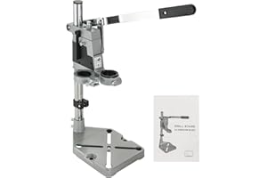 DASBET Universal Drill Press Stand | Adjustable Electric Bench Clamp Support Tool for Hand Drill Double Hole Workstation with Aluminum Base Portable Drill Press Table for Workbench Repair