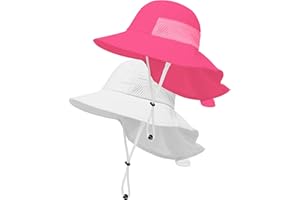 HONGTEYA Toddler Baby Sun Hat Kids Summer UPF 50+ for Boys Girls Adjustable Beach Hats with Bucket Wide Brim Age 1-7 Years