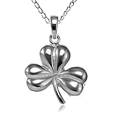 Alexander Castle 925 Sterling Silver Celtic Irish Shamrock Necklace for Women with 18" Silver Chain & Jewelry Gift Box - St. Patrick's Day Accessory