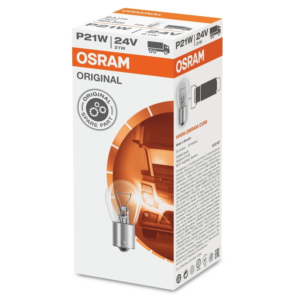 Osram 7511 Original Truckstar Pro Lamps, 24 V, 21 W, Pack of 5 and eack pack is Set of 10