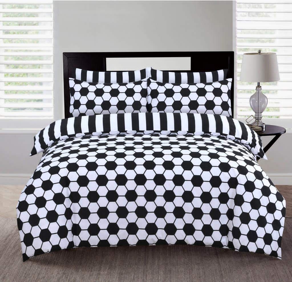 Right Style Luxurious Printed Duvet Cover Sets Reversible 100% Cotton (Hexagon Stripes, Single)