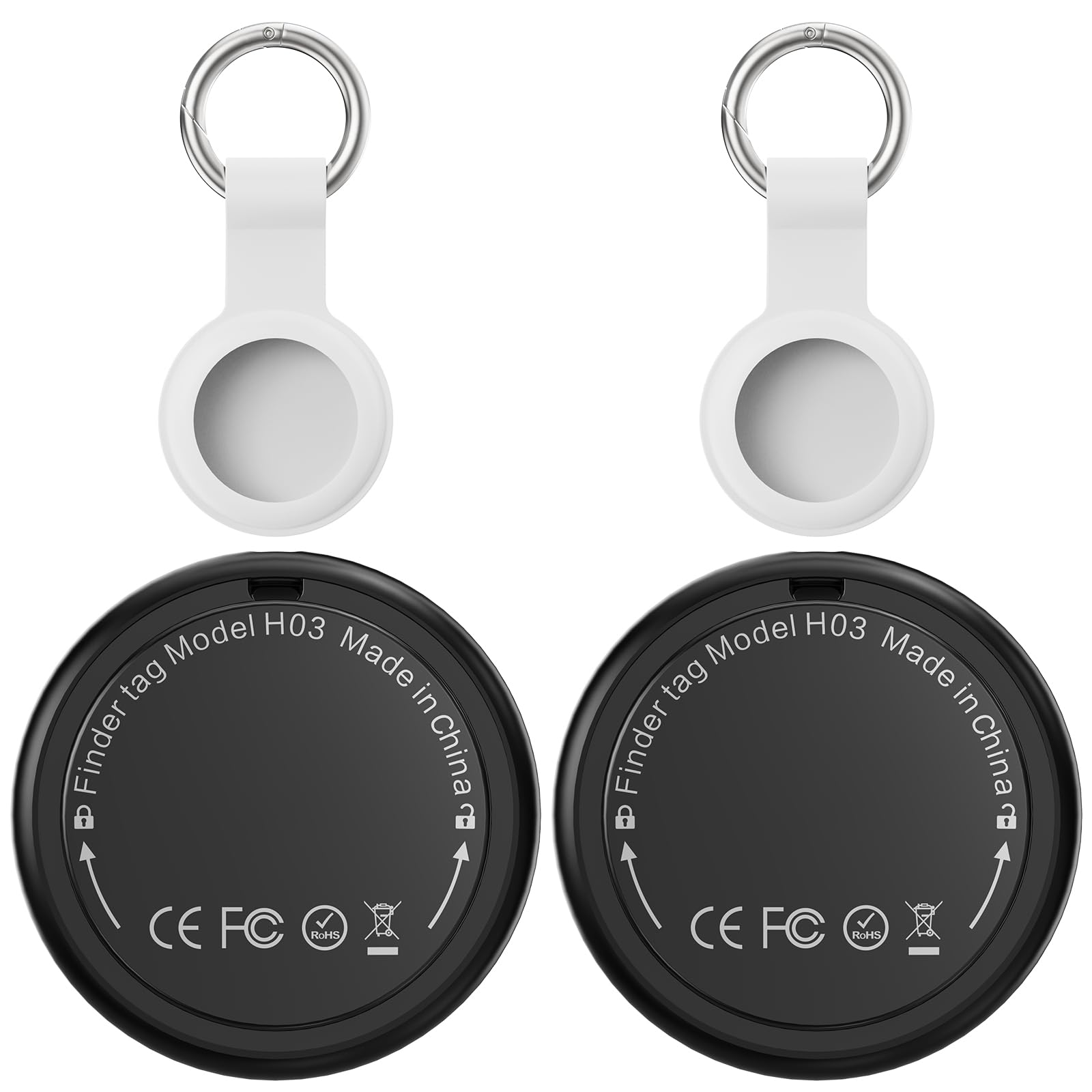 GPS Tracker - 2er Pack Smart Tracker Tags mit Apple Wo ist? (iOS NUR) mit Schutzhülle, Wasserdichter Gegenstandssucher, 100 dB Lautstärke, Bluetooth-Schlüsselfinder für Gepäck, Koffer