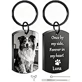 QYH Custom Dog Urn Keychain for Ashes – Personalized Pet Urn Key Chain with Photo and Text, Memorial Keepsake for Dog Lovers