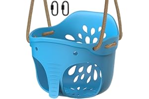 BeneLabel 600 LB Weight Capacity Full Bucket Toddler Swing Seat with Adjustable Height Rope from 4.2 to 6.7 FT High Back Bucket Seat Swing for Toddler - Cute Elephant Shape Design
