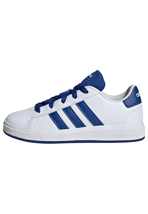 adidas Grand Court 2.0 Sneaker, White/Team Royal Blue/Black, 2.5 US Unisex Little Kid