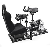 Marada Universal Flight Simulation Cockpit with Racing Seat Wheel Stand | Adjustable Fit for Thrustmaster, for HOTAS Warthog, for Logitech G29 G920 Wheels Pedals Throttle Joystick Not Included
