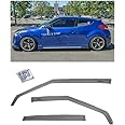 Extreme Online Store Replacement for 2012-2017 Hyundai Veloster Models | EOS Visors JDM in-Channel Style Smoke Tinted Side Vents Rain Guard Window Deflectors DWV-V128