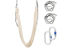 SKYPHAROS 5.5 Yards Aerial Silks Yoga Swing Set - Aerial Yoga Hammock Kit Anti-Gravity Flying for Fitness, Low/Non Stretch Nylon Tricot Fabric Hardware Included for Dance