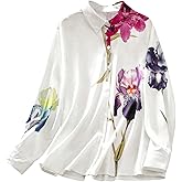 SweatyRocks Women's Floral Print Button Down Shirts Long Sleeve Business Casual Blouse Top