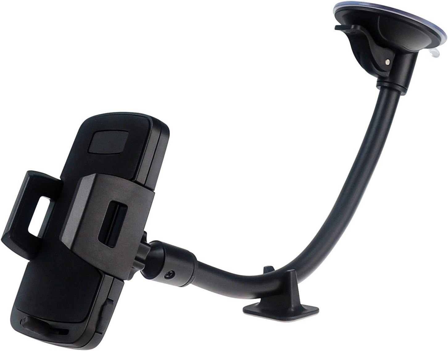 Truck Phone Mount Holder,DHYSTAR Universal Windshied and Dashboard Long Arm Car Phone Mount Cradle Bracket Stand for Most Smartphones / Cellphones,360 Rotation Adjustable -Black