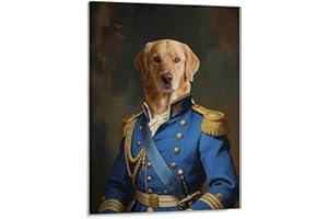 Personalized Naval Officer Pet Portrait from Photo Custom Renaissance Style Military Commander Dog Canvas Art Print, Wall Art