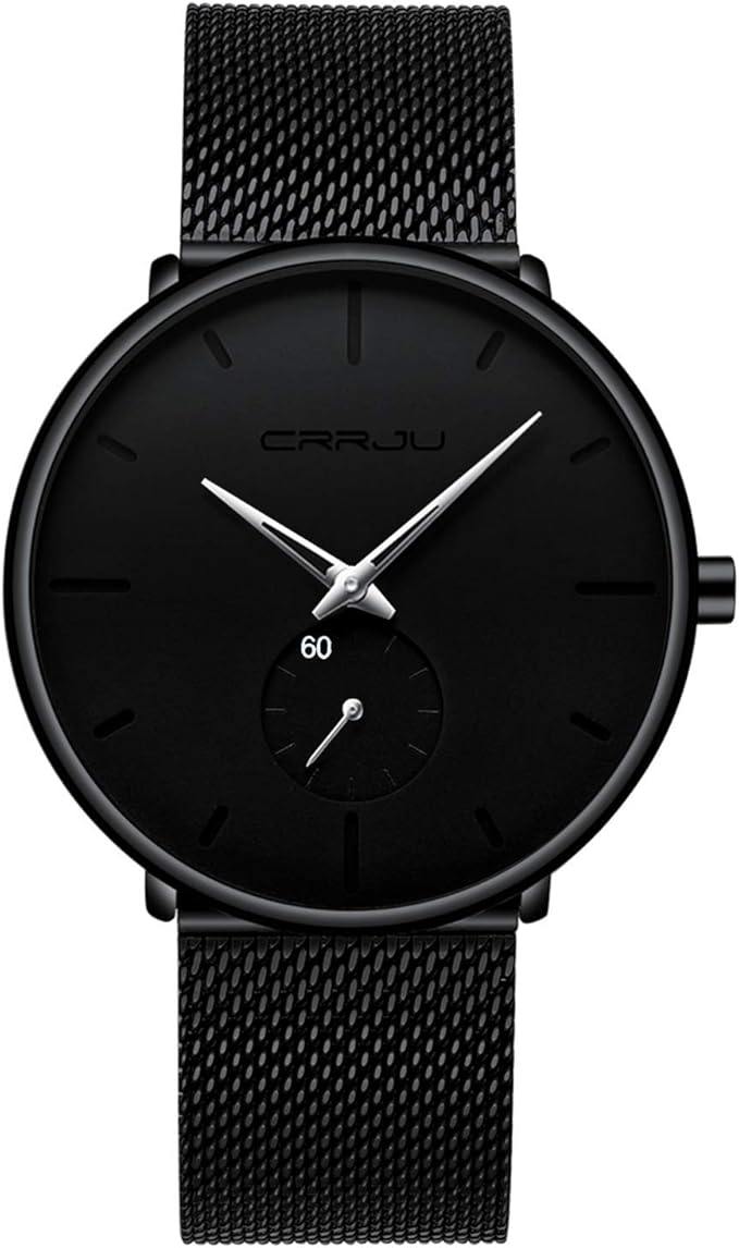 Amazon Crrju メンズ腕時計メンズファッション防水ステンレススチールバンド レザーストラップ用超薄型腕時計 シルバー メンズ腕時計 腕時計 通販