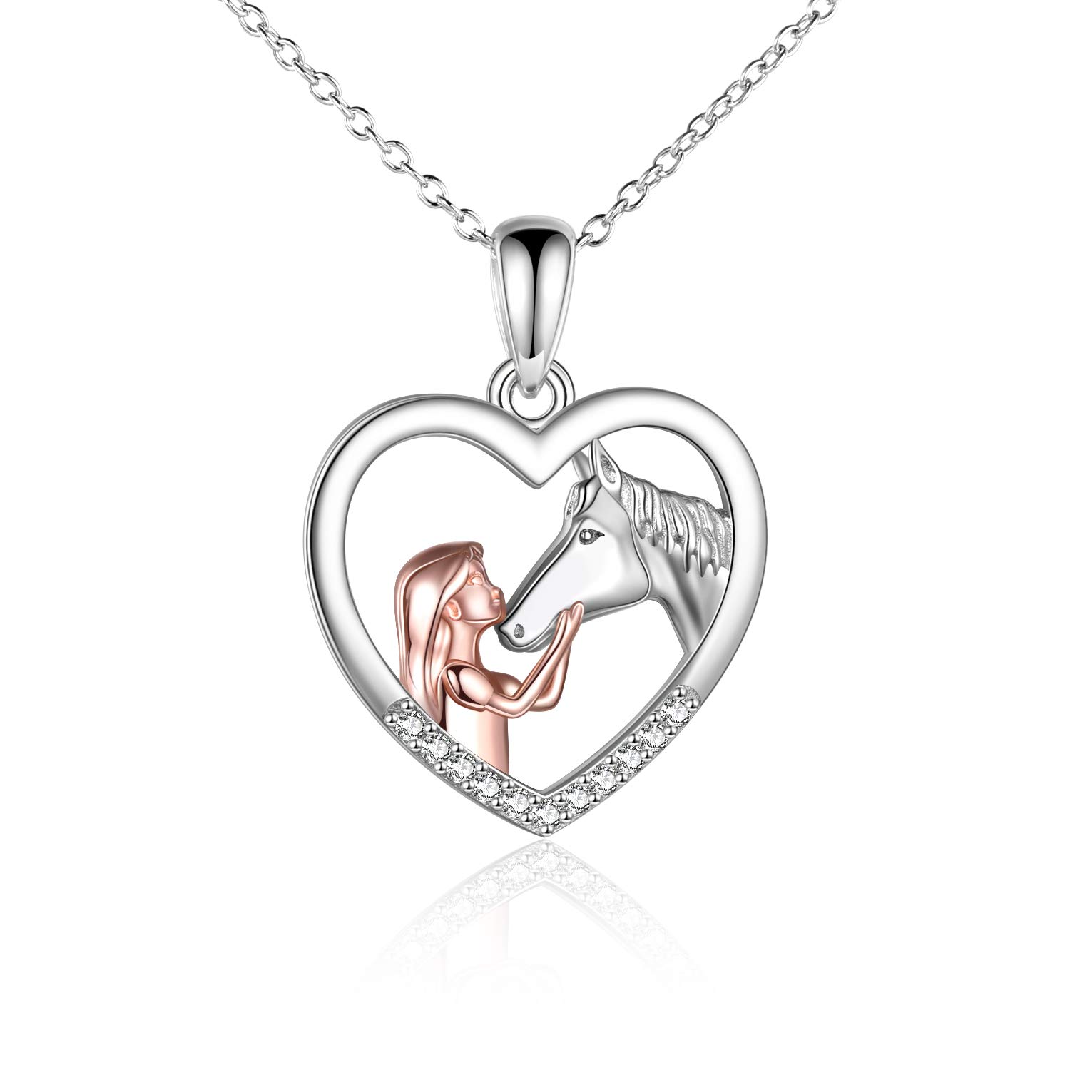 Girl and Horse Necklace for Girls, Sterling Silver Horse Jewellery, Horse, Gifts for Women