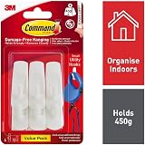 Command Small Utility Hooks White 6 Pack 12 Strips Damage Free Hanging 450g view 2