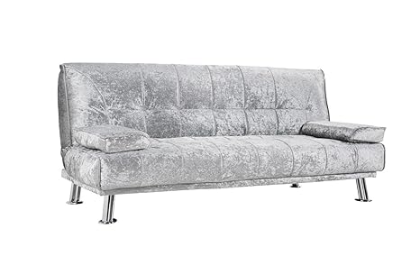 Unmatchable Crushed Velvet Fabric 3 Seat Designer Sofa Bed Chrome
