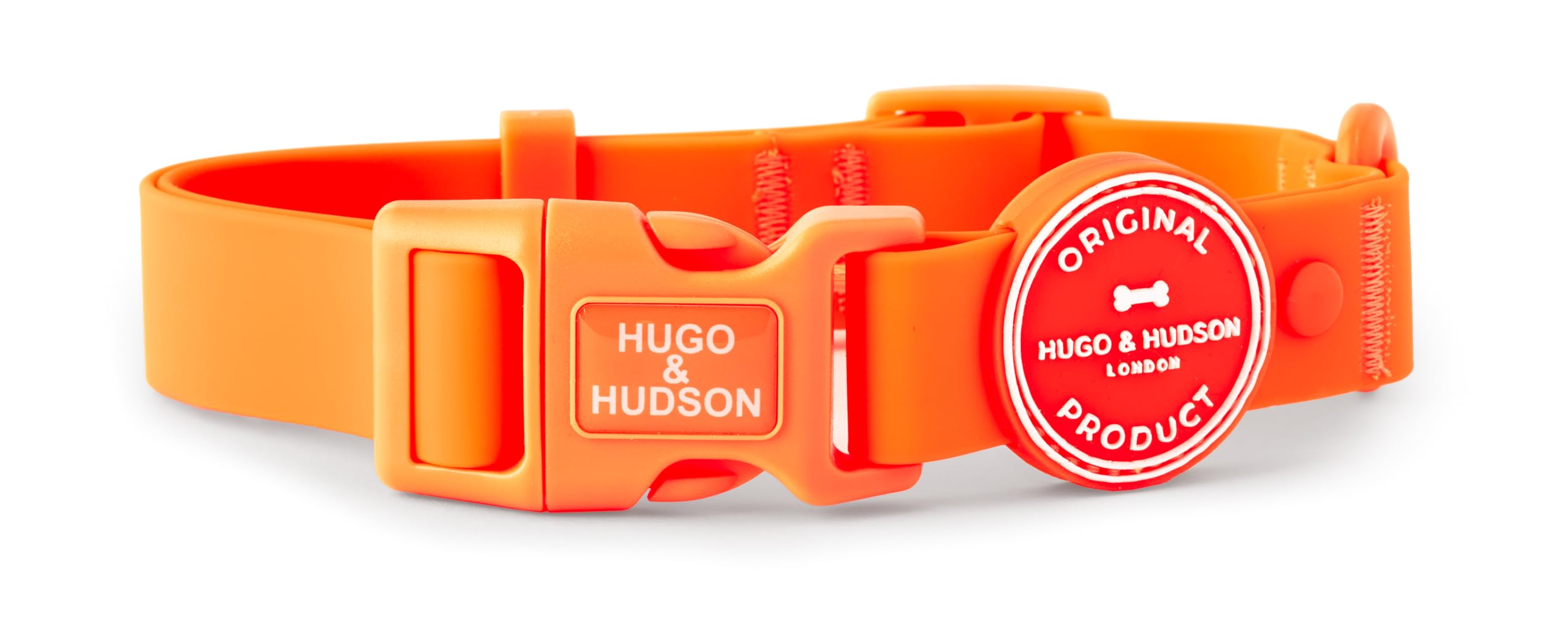 HUGO & HUDSON Waterproof Dog Collar, Anti Odor and Easy to Clean Adjustable Pet Collar, Orange, XS