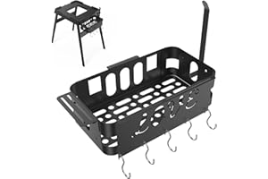GENERIC Storage Bin for Ninja XSKUNSTAND Outdoor Stand,Pizza Oven Accessories with 5 Hooks and Paper Towel Holder for Ninja Woodfire Outdoor Grill Stand,All Steel Storage Bin for Ninja Pizza Oven Stand, Black