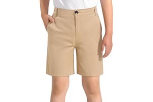 KEREDA Boys Uniform Shorts Elastic Waist Kids Golf Dress Preppy School Shorts with Pockets