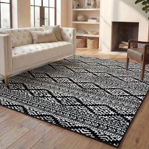 SAFAVIEH Tulum Area Rug 6x9, Black & Ivory TUL272Z at Amazon
