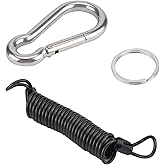 Breakaway Cable Trailer Safety Rope,Retractable Trailer Safety Rope for RV Trailers Emergency Camper,Heavy Duty Steel Wire Extend to 4.9ft Coiled Cables Strap
