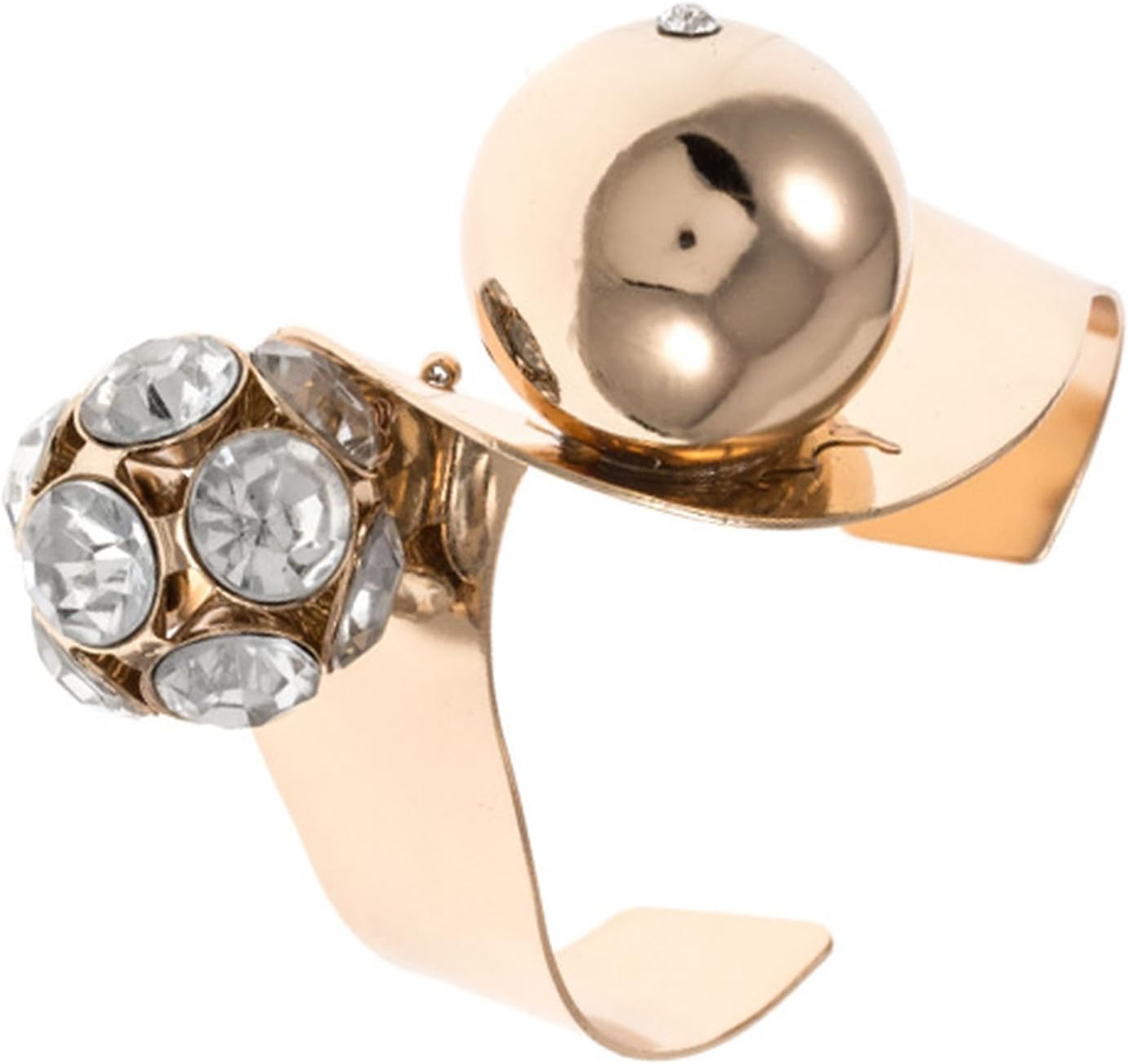 GlitZ Finery Big Double Orb Accent Abstract Cuff Metal Bracelet