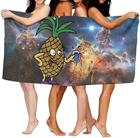 Women's Spa Bath Wrap - Design Pineapple and Cat Cheers Waffle Towel Wrap for Women