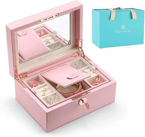 Amazon Vlando ジュエリーボックス 大容量 2段 ジュエリー収納 宝石箱 Pvcレザー ジュエリーケース アクセサリーボックス 小物入れ ピアス 指輪 ネックレス 収納用 贈り物 プレゼント レディース オシャレ かわいい ジュエリー収納 オンライン通販