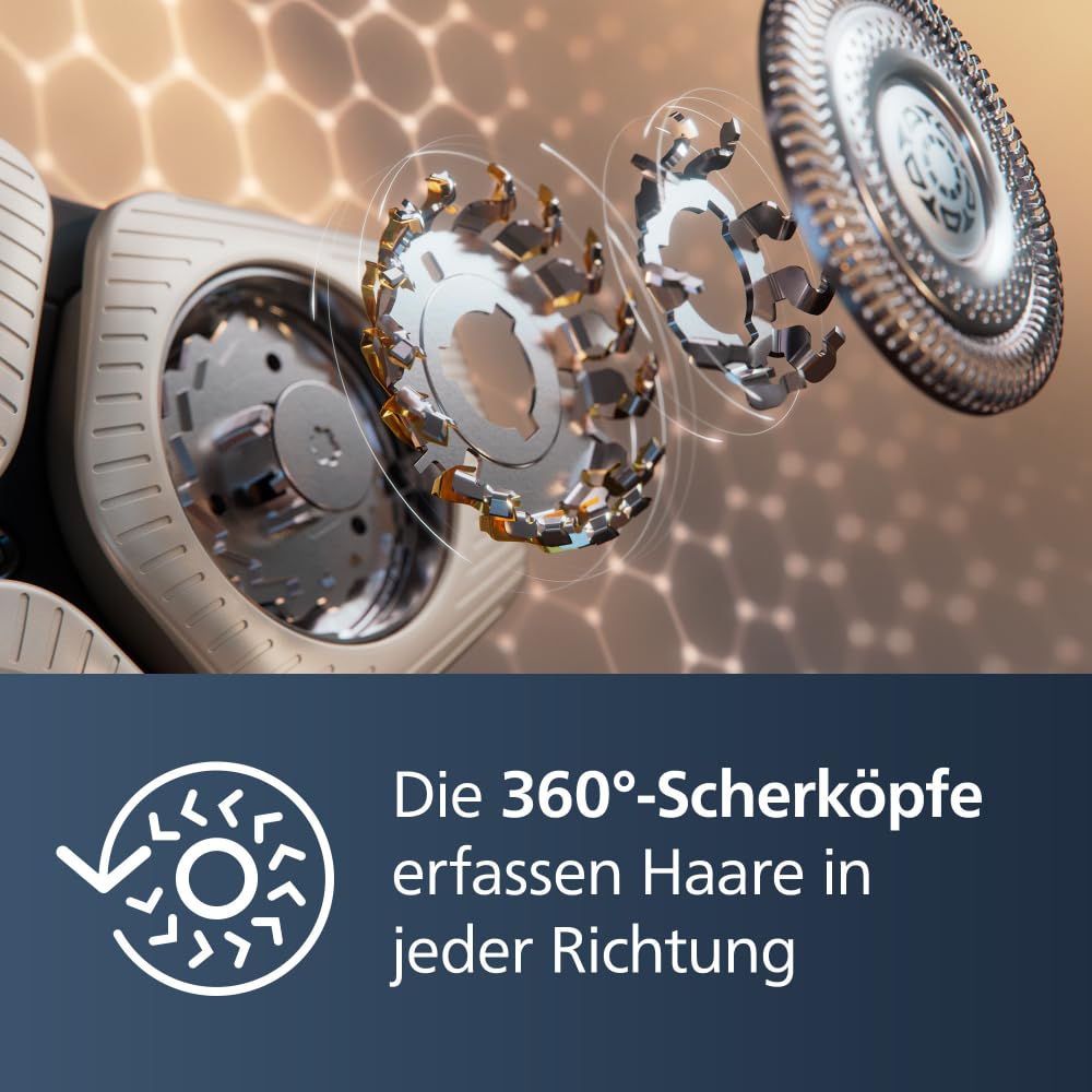 PHILIPS Rasierer S9000 Prestige - Elektrischer Nass- und Trockenrasierer, glänzendes Chrom, Lift & Cut-Rasiersystem, SkinIQ-Technologie, Bartstyler, Reinigungsstation & Qi-Ladepad (Modell SP9885/35) 3