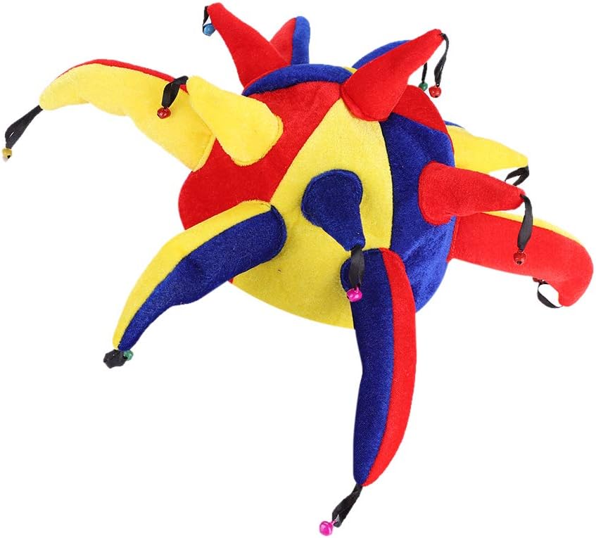 Qchomee Clown Hat Jester Cap Halloween Costume Cosplay Party Funny 13 Bells Multicolor Hats with Clown Nose Circus Costume Props for Adults Carnival Christmas Fancy Dress Mardi Gras Party Supplies - Image 4