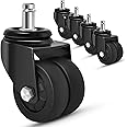 Nefish Office Chair Caster Wheels 2 Inch, 11mm, Heavy Duty Replacement Rubber Chair Casters, Support 750lbs(Set of 5), Quiet Rolling Desk Chair Rollers, Safe for Hardwood Floors&Carpet, Universal Fit