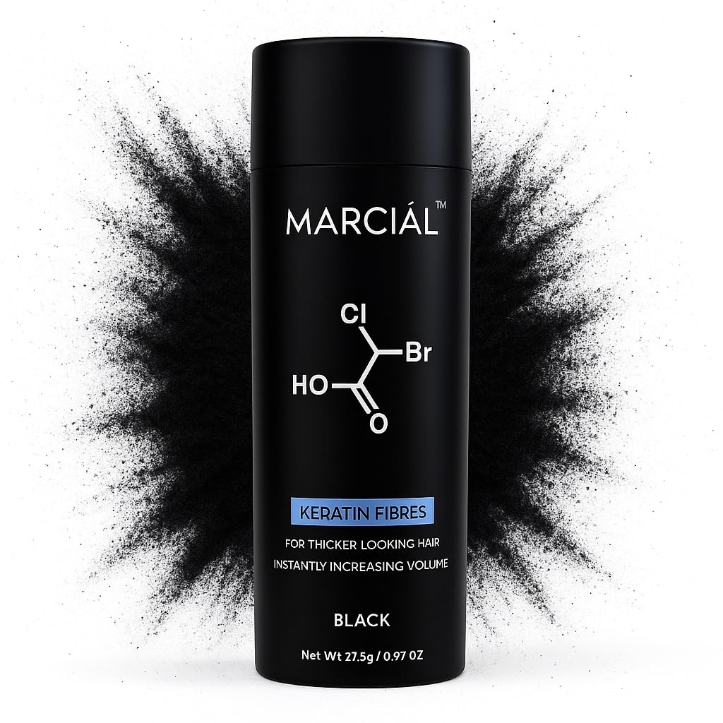 MARCIAL Premium Hair Fibres (BLACK) Hair Powder, Hair Texture Powder, Thickening Product for Thinning Hair Men Women 27.5g