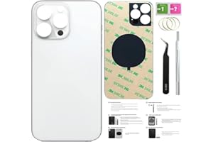 ZMVDJZ 14 Pro Max Back Glass Replacement for iPhone 14pro Max Back Cover Glass (Space Black, 6.7 Inch) with Pre-Installed Tape +Installation instruction + Repair Tools+ Screen Protector (Silver)