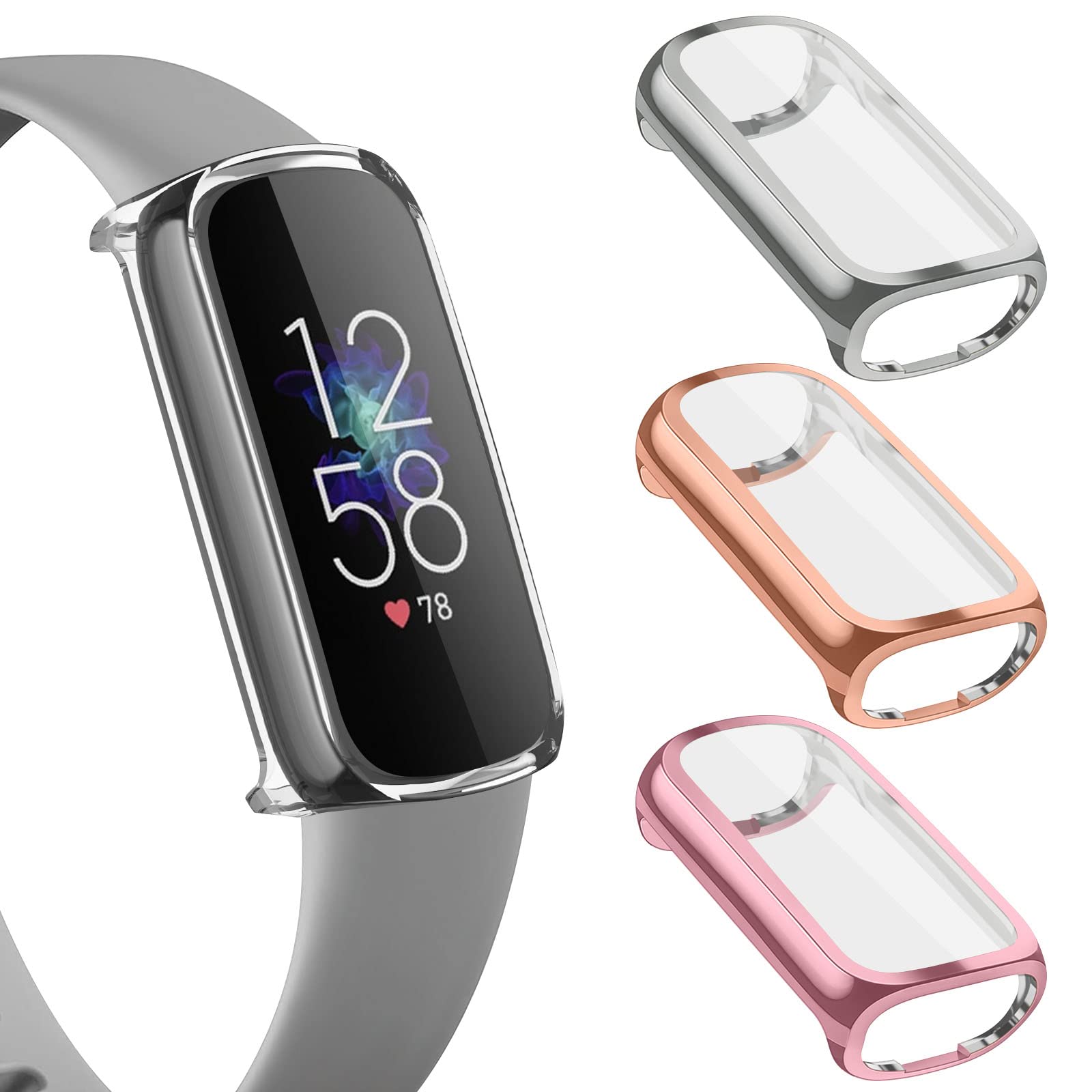 Wanme Screen Protector compatible with Fitbit Luxe, HD Clear TPU All-Around Coverage Protective Case, Scratch-proof Anti-collision Screen Protector compatible with Fitbit Luxe(Pack E1)