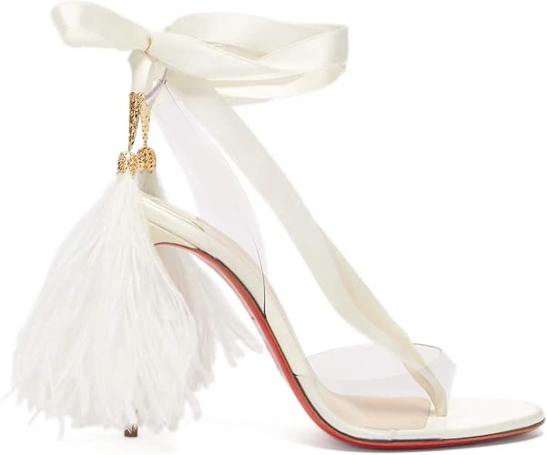 christian louboutin white wedges