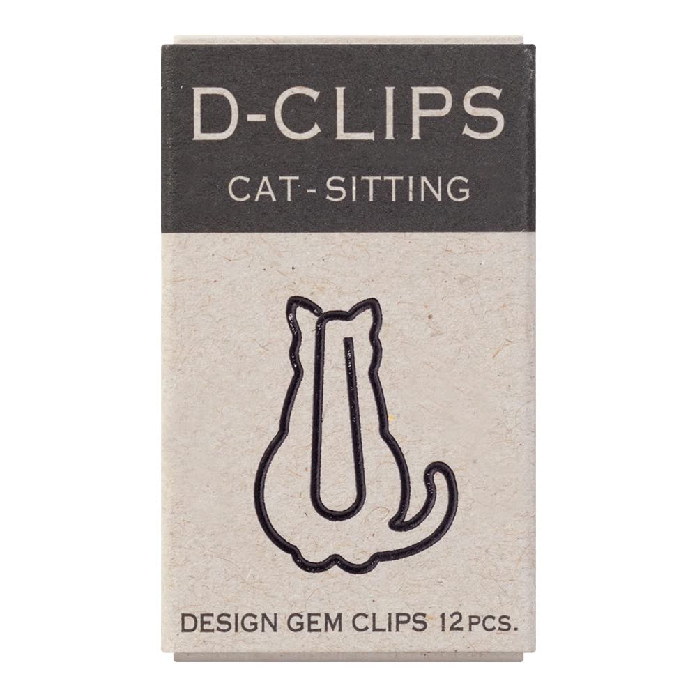 Midori Paper Clip, D-Clips Mini Box, Sitting Cat, 12 Pieces (43349006)