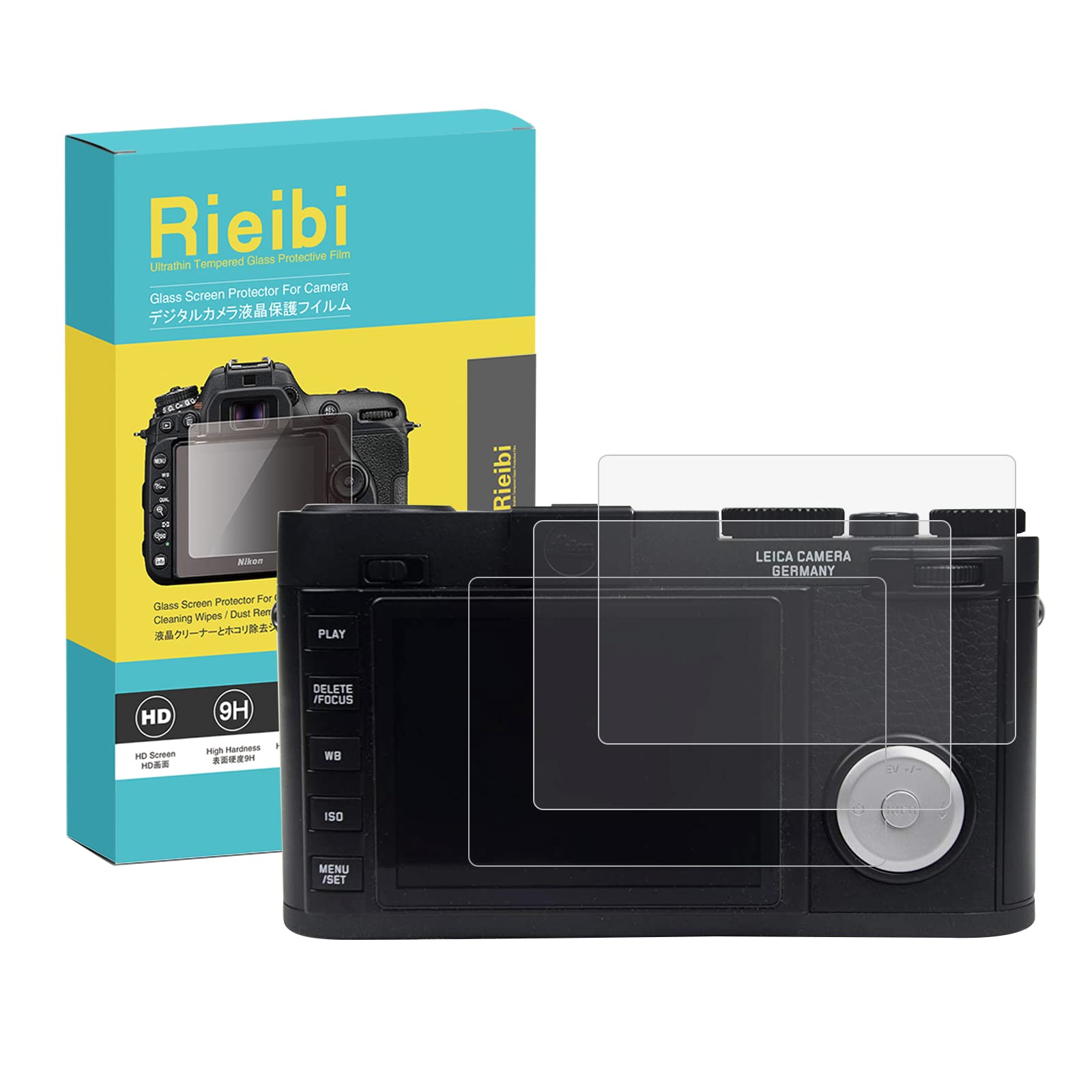 Rieibi (3 Packs) Screen Protector for Leica X Vario Digital Camera, 0.25mm 9H Hardness Tempered Glass Film for Leica Type 107 Anti-Fingerprint Anti-Scratch Ultra-clear