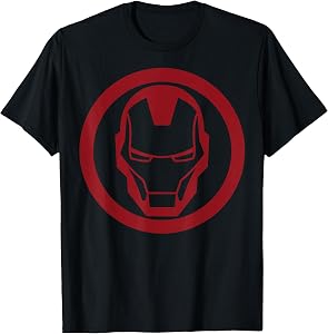 Iron Man Red Dropped Tonal Face Emblem Graphic T-Shirt T-Shirt