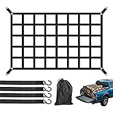 Cargo Net for Pickup Truck Bed, Heavy Duty 1100LBS Capacity, Adjustable Cam Buckles & S-Hooks, Thick Herringbone Nylon Mesh with Drawstring Storage Bag for Trailers and Trucks