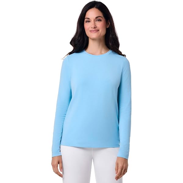 Coolibar UPF 50+ Women's LumaLeo High Neck Tank Top - Sun Protective, Light Blue Heather, Medium