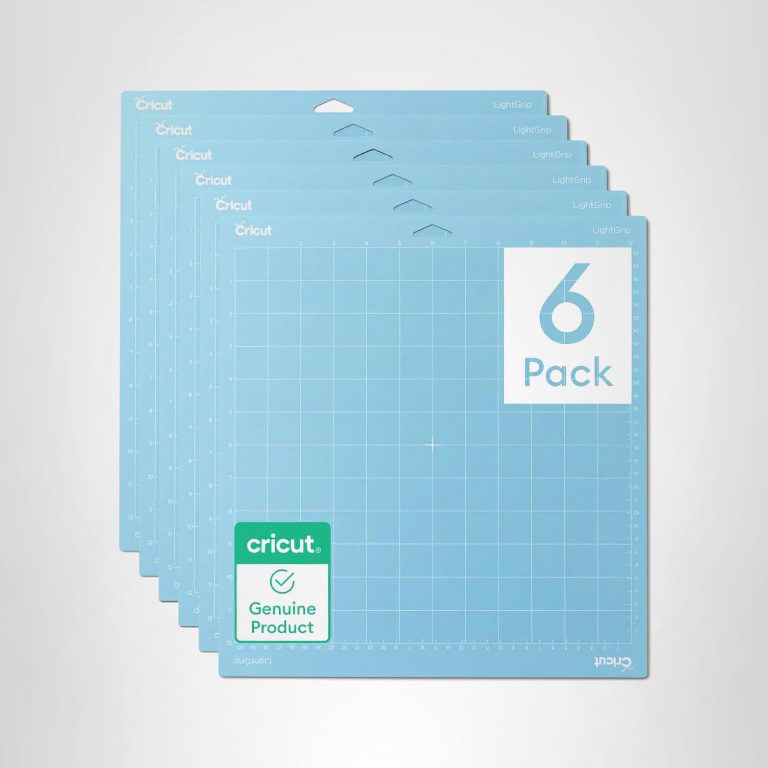 Cricut LightGrip Cutting Mat Pack (6 count, 12in x 12in) - for Explore & Maker Machines - ideal for standard paper, light cardstock & more