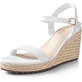 Ankis Platform Wedge Sandals for Women, Black Brown White Nude Espadrille Womens Wedge Sandals Comfortable Open Toe Ankle Strap High Heel Wedges for Women Dressy Summer -3.4Inch