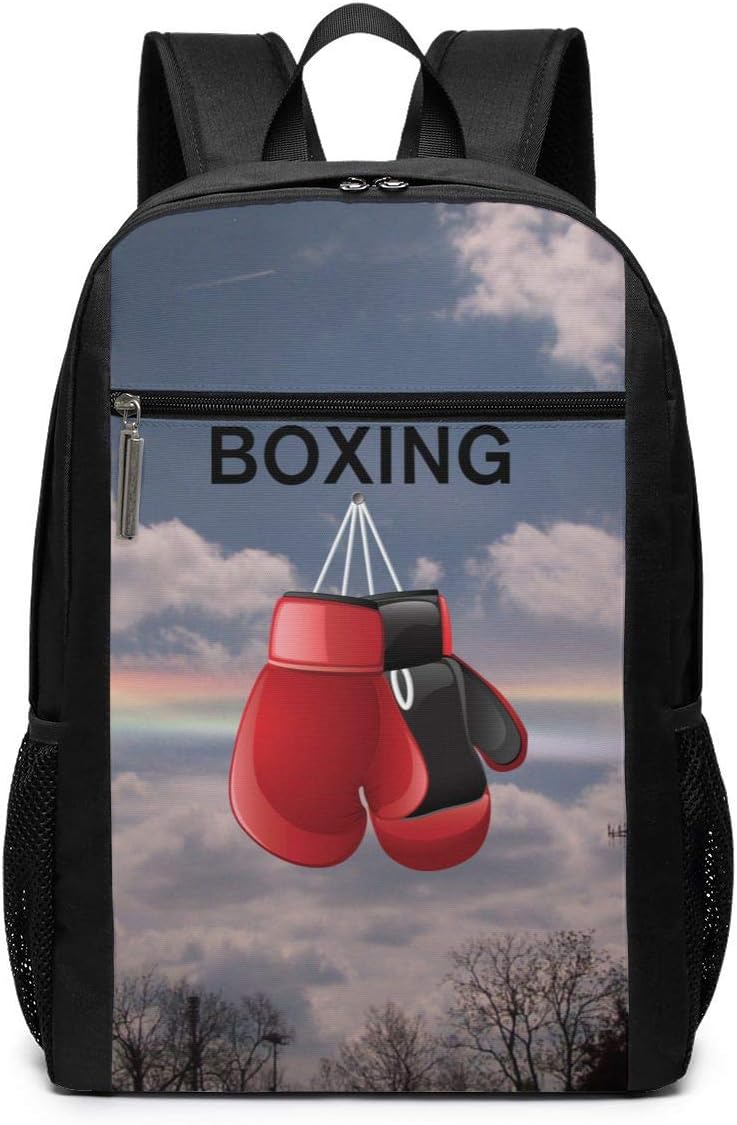 AMODECO Red Boxing Gloves School 3D Printed Shoulder Backpacks, Student Laptop Book Bag for Kids