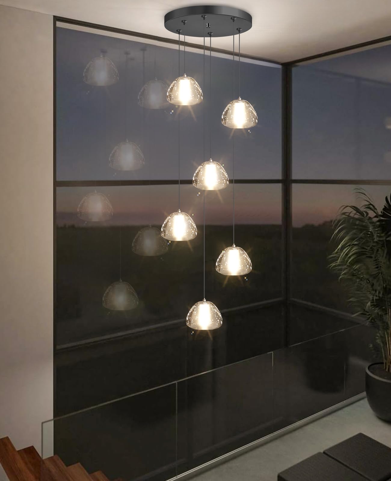 dolria 6-Lights Modern Crystal Chandelier for Entrance LED Pendant ...